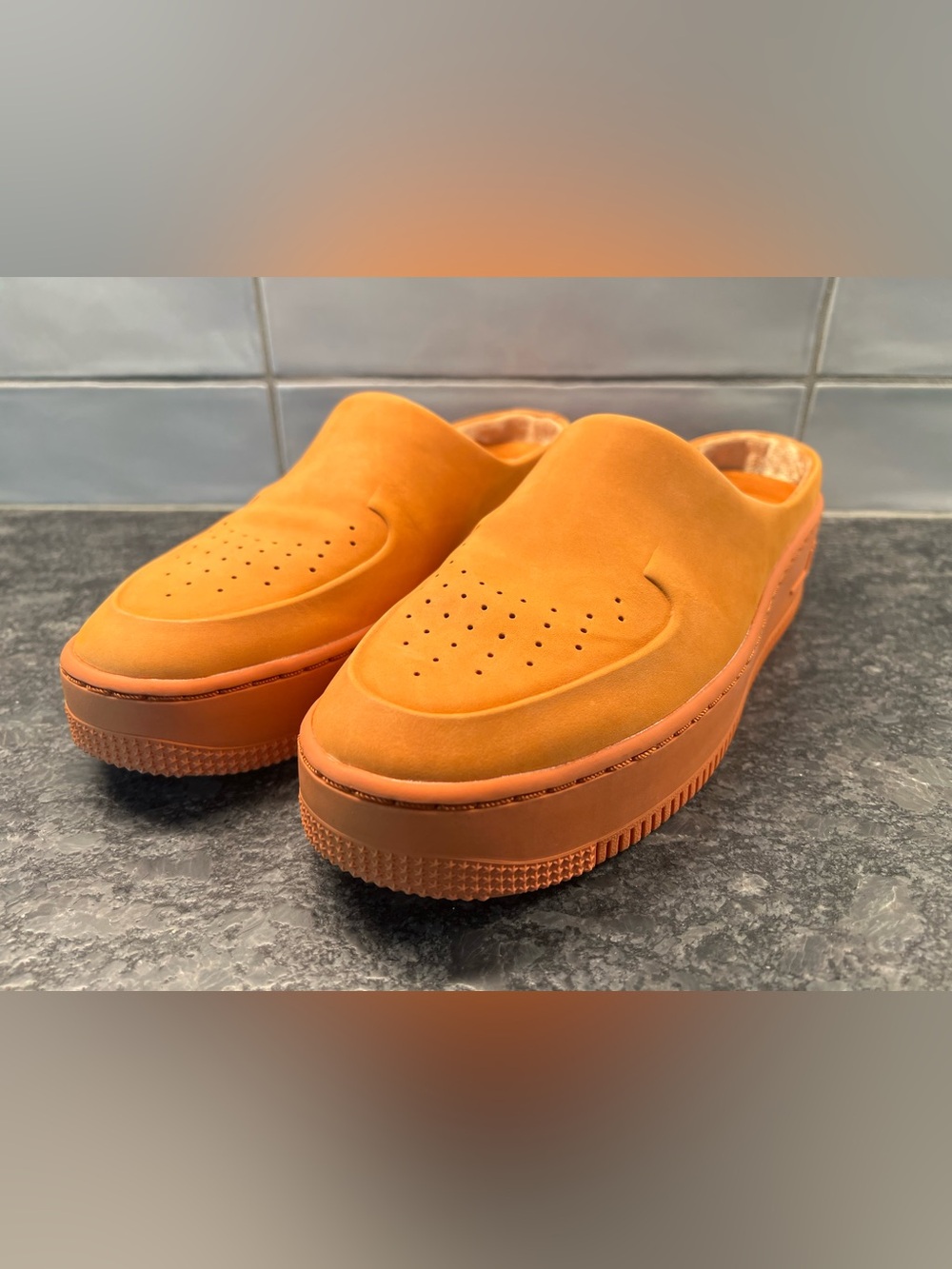 Nike Orange Suede Slip-On Loafers